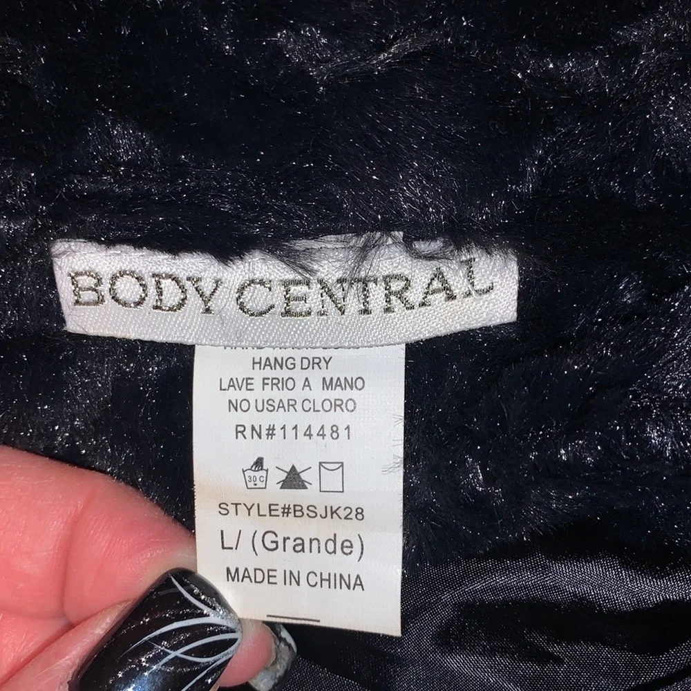 Body Central Black Faux Fur Lightweight Lined Jacket Coat - Picture 8 of 8
